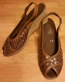 Ara Cork Peep Toe Wedge Sandals Sz 5