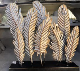 Gray Metal Feathers Sculpture