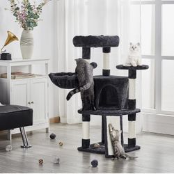 Cat Tree, 42in Cat Tower for Indoor Cats, Play House with Large Perch & Scratching Posts & Cozy Condo & Scratching Ramp, Cat Furniture Activity Center