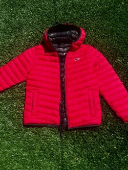 Hollister red puffer jacket