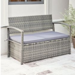 Wicker Lounge Sofa Storage bench