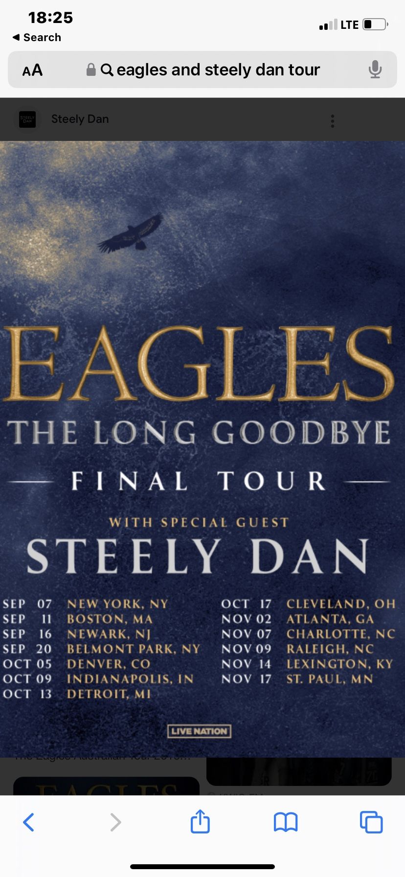 Eagles & Steely Dan Farewell Tour Sept 16