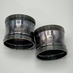 Set of 2 Art Deco 925 Sterling Silver Napkin Ring with letter “I” & “K” 63.5 grams