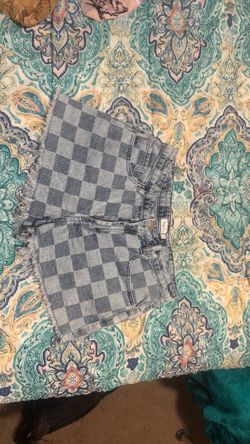 Checkered Denim Cut-Off Shorts size 7 juniors