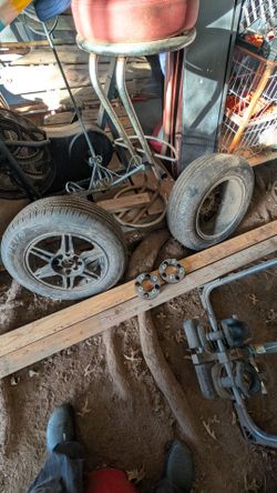 Two wheels and tires with extensions for each one