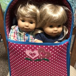 AMERICAN GIRL DOLL - TWINS WITH ROLLING BAG