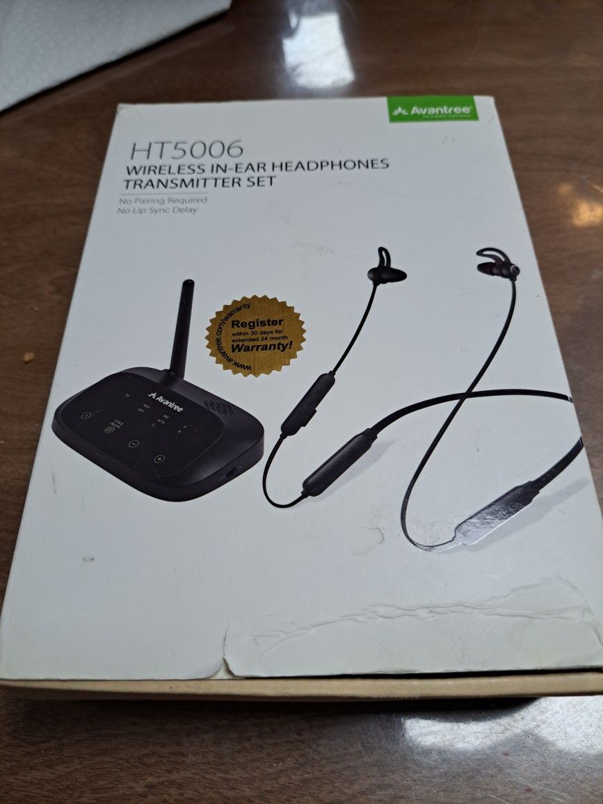 HT5000 Wireless W Ear Headphones Transmitter Set Avantree