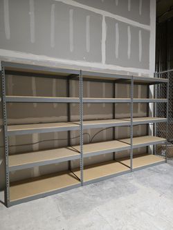 5 Tier Shelving 48 in W x 24 in D American Made Used Heavy Duty Steel Boltless Storage Racks Delivery Available