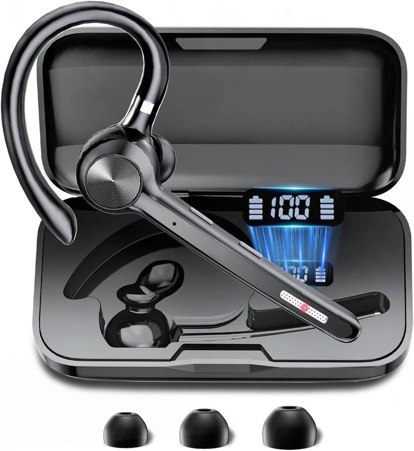 new Bluetooth Headset, Wireless Bluetooth Earpiece With 400mAh Charging Case,150 Hours Talktime Hands Free Noise Canceling Headphones for iOS Android