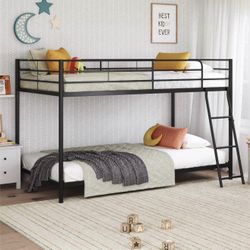  Small Spaces Twin-over-Twin Low Profile Junior Bunk Bed, Black 