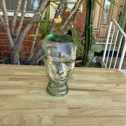 Vintage Recycled Green Glass Head Display Piece