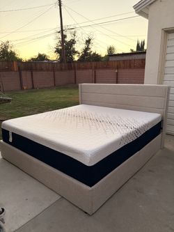 King Size Nectar Luxe Memory Foam Mattress + Upholstered Bed Frame