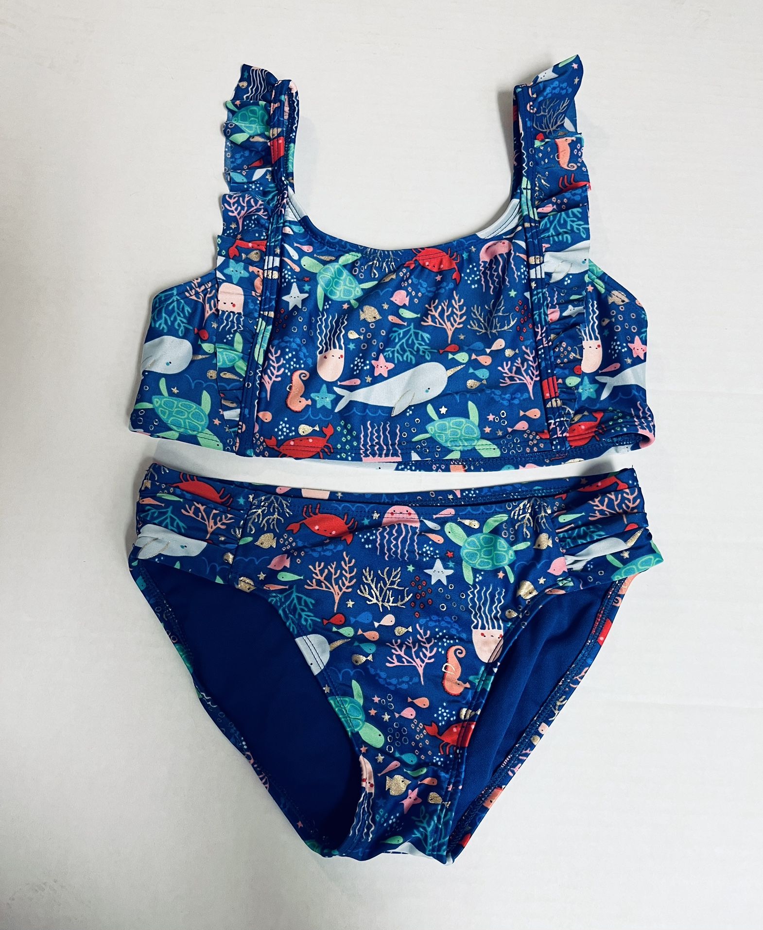 Girls Cat & Jack 2 piece vibrant blue bikini SIZE L (10-12)