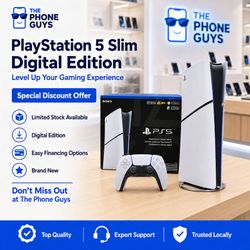 Sony PlayStation 5 Slim Console Digital Edition (Brand New) - 5 dollars down no credit needed!