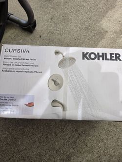 New Sealed KOHLER
Cursiva Single-Handle 3-Spray Tub and Shower Faucet 1.75 GPM in Vibrant Brushed Nickel (Valve Included) Retails $220 with Taxes!