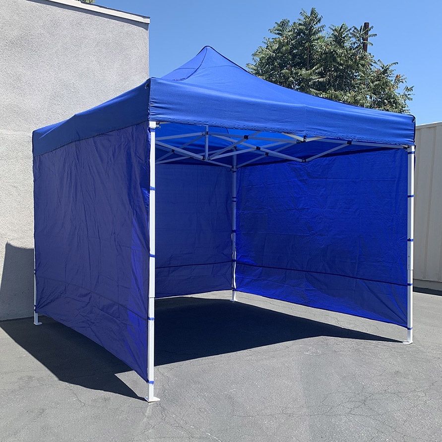 Brand New $130 Heavy Duty White 10x10 ft Canopy with 3 Sidewalls EZ Popup Outdoor Gazebo, Carry Bag