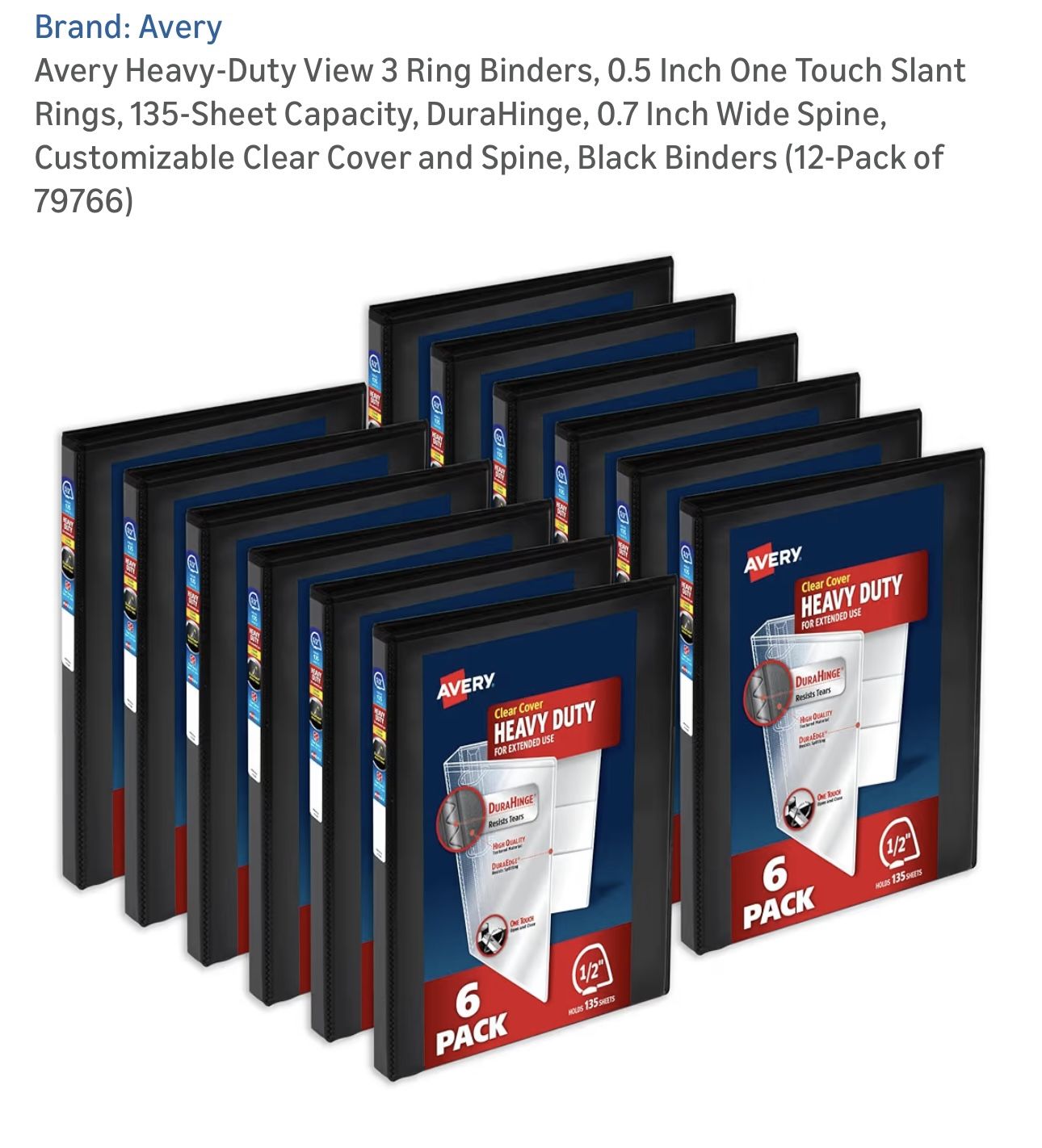 HEAVY DUTY 3 RING BINDER (12 PACK)