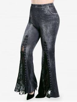 Dark Wash Flare leggings with Lace Detail 2X