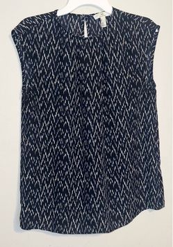 Navy and White Blouse