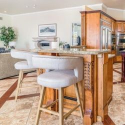 Modern Linen Studded Counter Height Bar Stools (4)