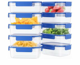 10-Pack Food Storage Containers with Airtight Leakproof Lids, BPA-Free Meal Prep Containers for Microwave/Dishwasher/Freezer, Blue, 28.7oz Each
