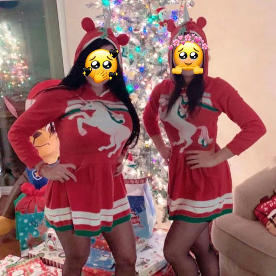 Unicorn Sweater Dress - Christmas Colors - Girl’s Size XL