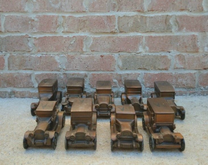 Vintage First National Bank Of Birmingham Alabama Metal Car Coin Banks (Lot of 9)