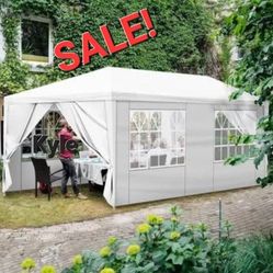 10'x20' Outdoor Party Tent, Large Wedding Birthday Tents for Parties, White Canopy Tent with 6 Removable Sidewalls