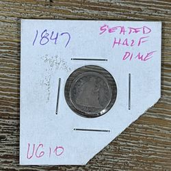 1847 Half Dime Silver Coin VG