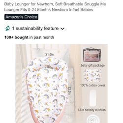 Baby Lounger for Newborn, Soft Breathable Snuggle Me Lounger Fits 0-24 Months 