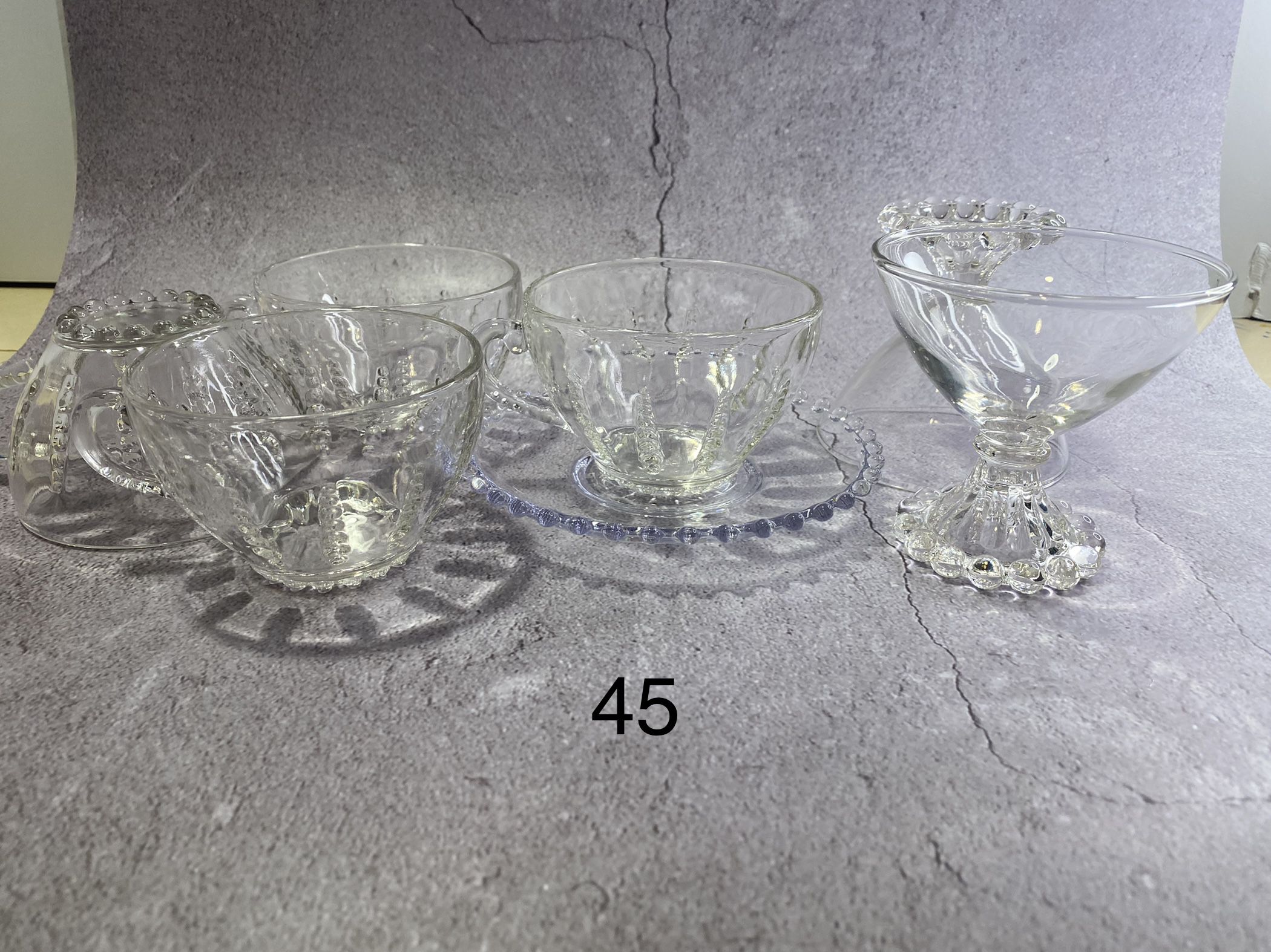 (7) Pieces Of Beautiful Vintage Glassware. Sold Separately. Price 1 For $9. 2 For $ 16. 3 For $ 21.  Whole lot for $ 40.