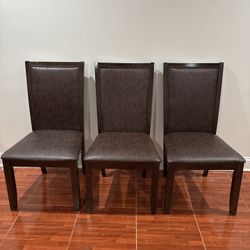 Set of 3 Dark Brown Dining Chairs
