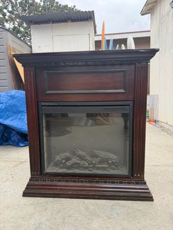 Electric Fireplace with Wood Mantel