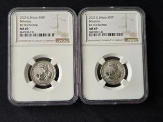 2023 Great Britain Britannia 50 Pence NGC MS69 Slabbed Coins Lot of 2 – King Charles III