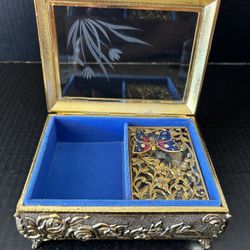 Vintage Westland Enamel Butterfly Automation Music Jewelry Box