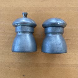Antique / Mid Century Italian Pewter Salt Shaker & Pepper Mill By EALES 1779