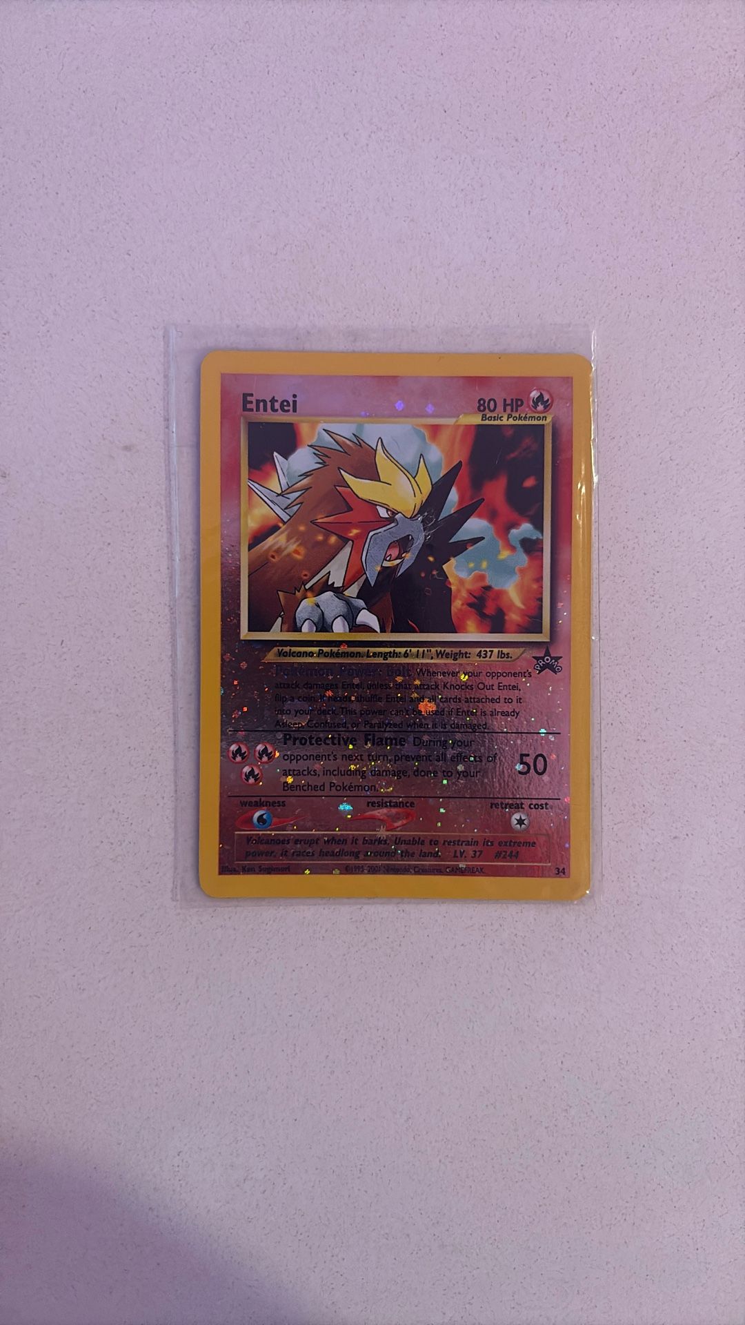 entei holographic pokemon card Entei Reverse Holo Pokemon 3 Movie Promo #34 2 SWIRLS PSA 8 main image 0