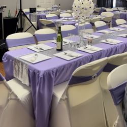 Manteles Con Falda, Color, Morado, Lila, También Tengo los Runners color plata, los que están en la mesa, puestos con mantel, morado, lila