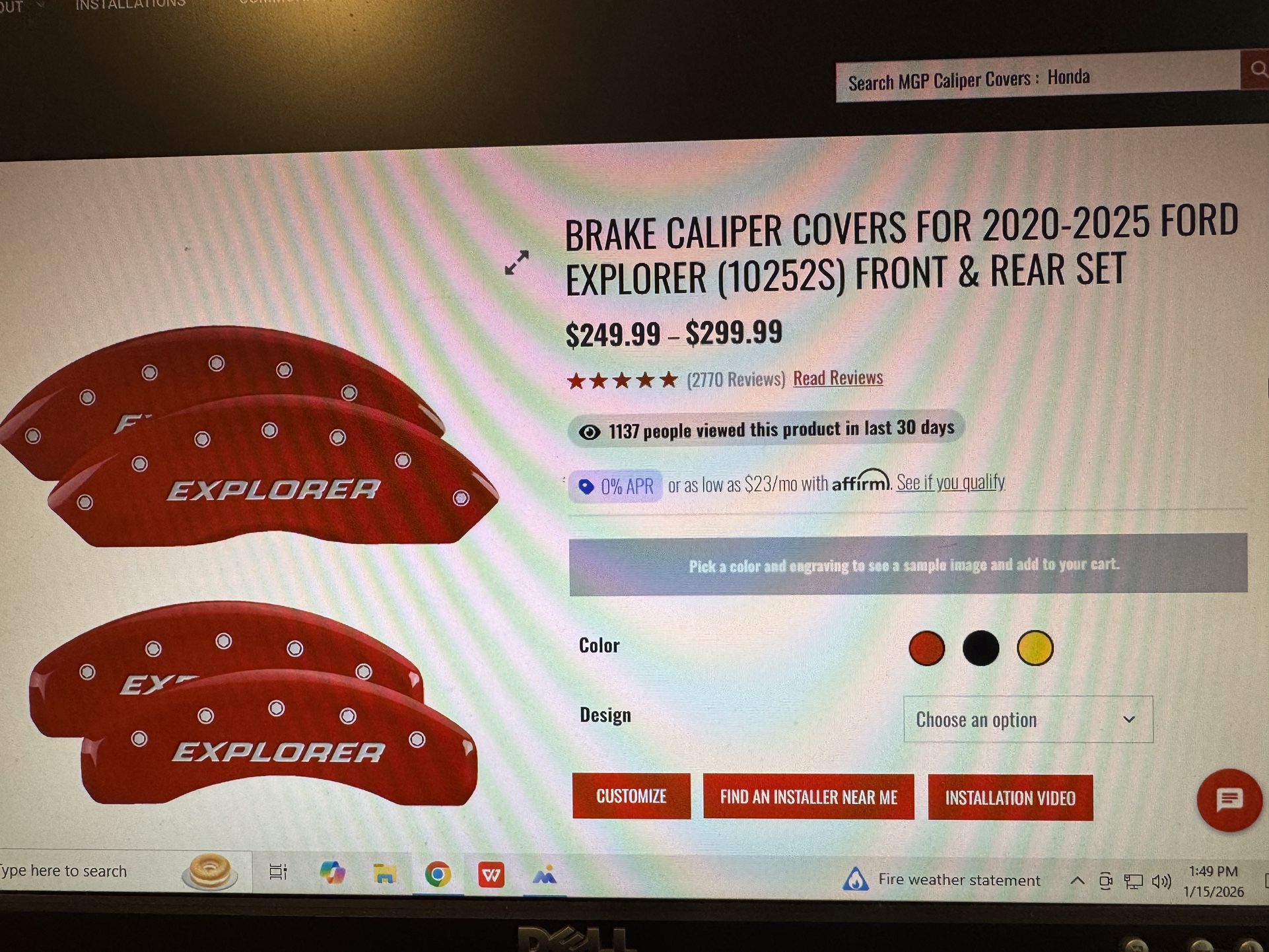 Brake Caliper Covers Ford Explorer 2020-2025