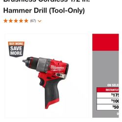 M12 FUEL 12V Lithium-lon
Brushless Cordless 1/2 in.
Hammer Drill (Tool-Only)