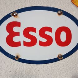 Vintage Pre70s Esso Porcelain Plaque Sign 12x7.5"