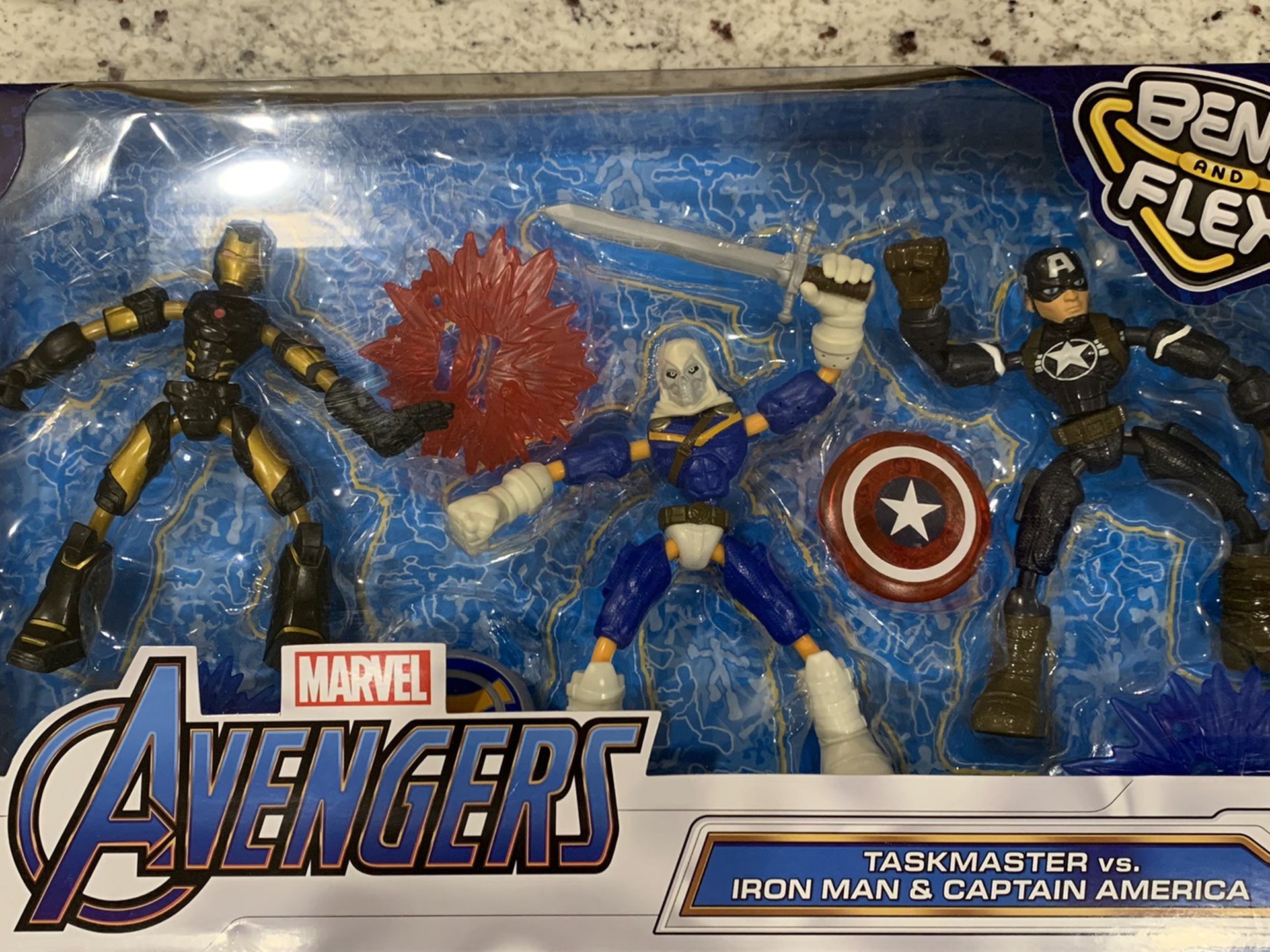 New Marvel Avengers Bend and Flex Iron Man, Captain America, Taskmaster Figures