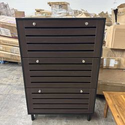 Shoe Cabinet with Adjustable Shelves and Hooks, Freestanding Entryway Organizer in Black