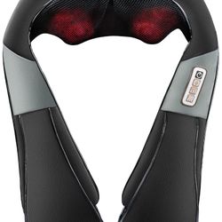 Neck Massager Shiatsu Kneading Massager with Heat Therapy for Neck and Back, Suitable for Home Office and Car (Black)