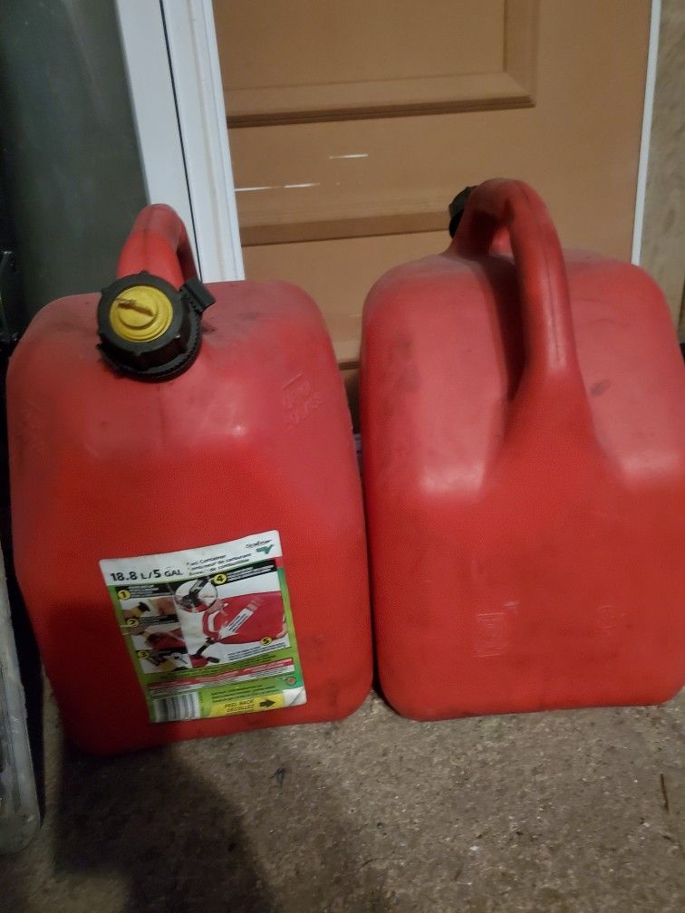 Two -5 Gallon Diesel Can Red Plastic Fuel Container