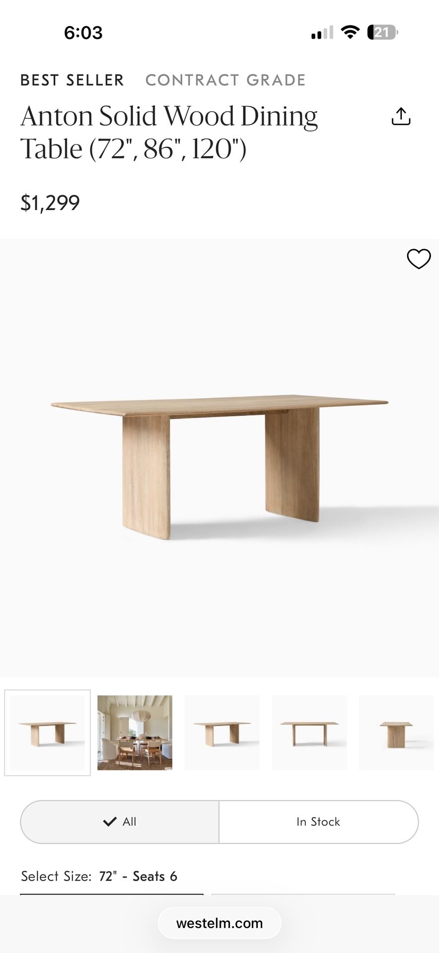 West Elm 72” Anton Dining Table In Cerused White