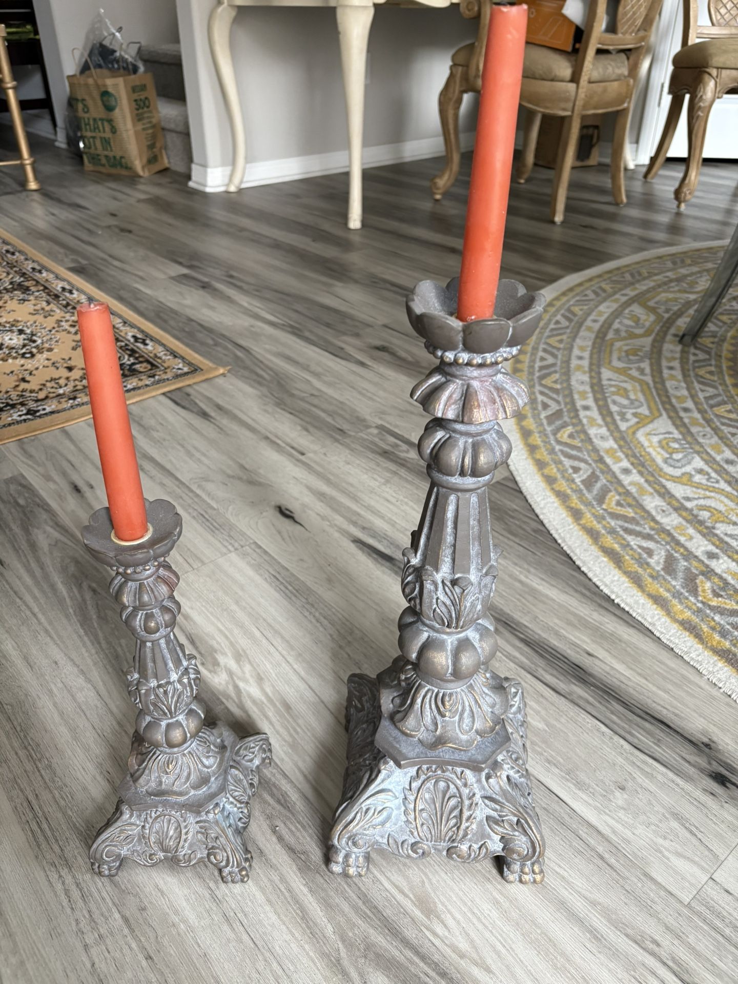 Pair of Ornate Vintage-Style Candle Holders – Decorative Home Accent