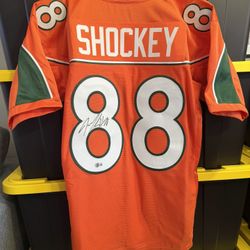 Jeremy Shockey Signed Custom Miami Hurricanes Jersey 