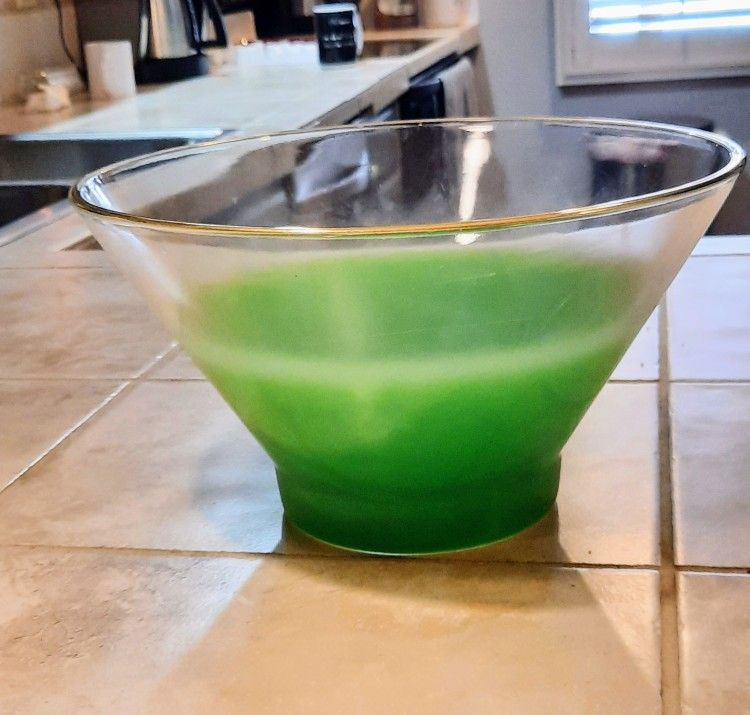 Lime Green Blendo Glass Serving Bowl With Gold Gild/Glassware/Retro Blendo Serving Bowl/Glass Serving Bowl/Circa 1960s.  Cash Or PayPal. 