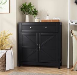 Assembled New Kitchen Sideboard Buffet with Barn Doors Farmhouse Storage Cabinet